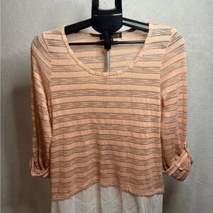 Almost Famous Peach Striped Blouse